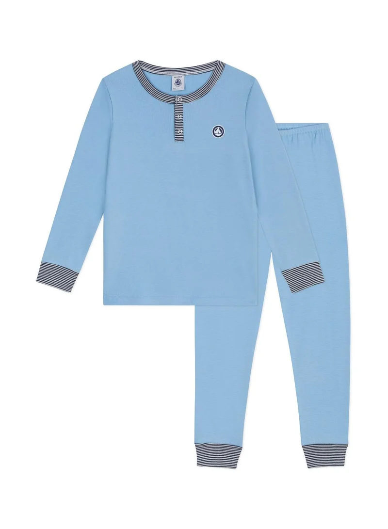 بيتي باتو Children's plain cotton pyjamas with a grandad neckline